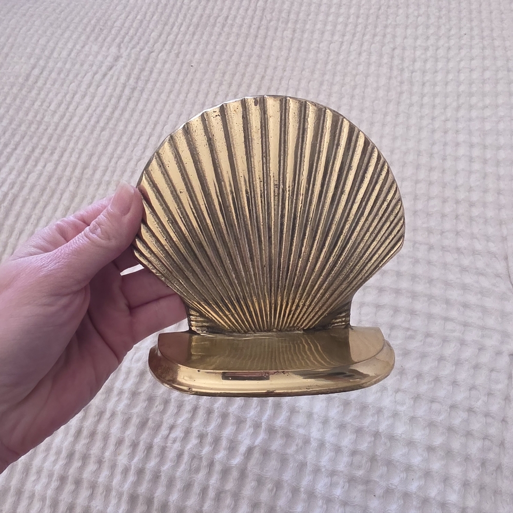 Gold Brass Seashell Bookend